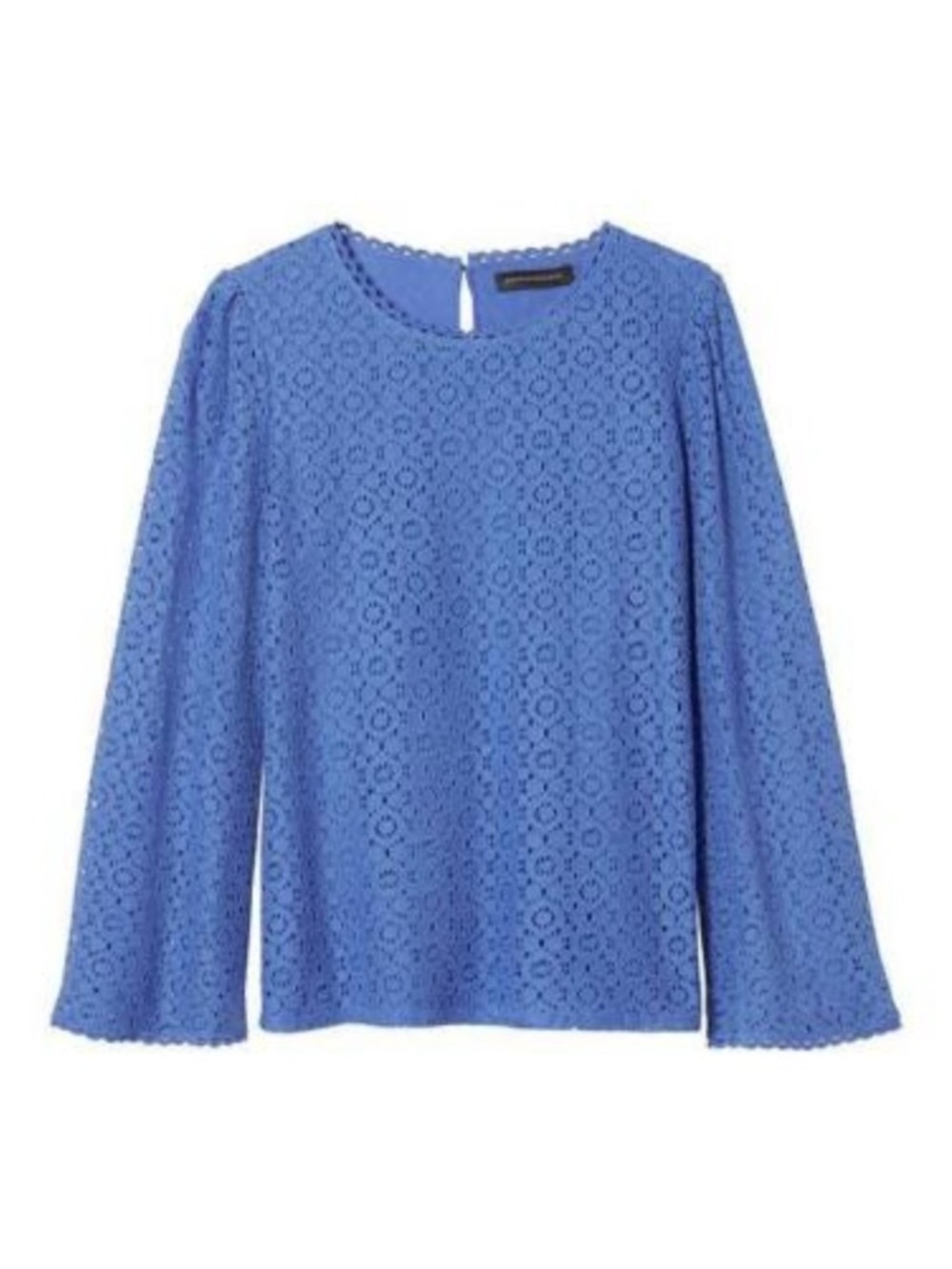 Banana Republic Cornflower Blue Lace Long-Sleeve Top - Picture 1 of 6